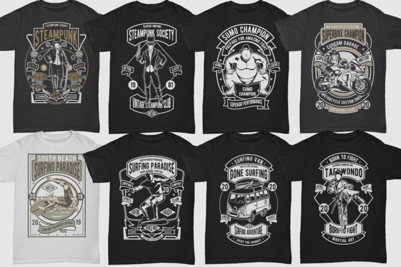 250 Retro Tshirt Design Bundle #4