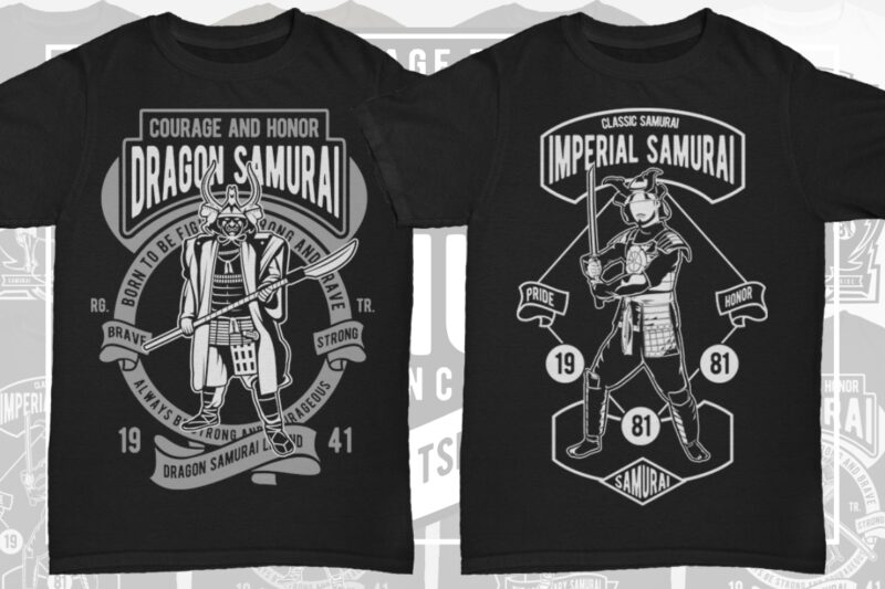 8 Samurai Tshirt Designs Bundle