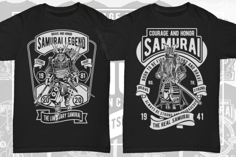 8 Samurai Tshirt Designs Bundle