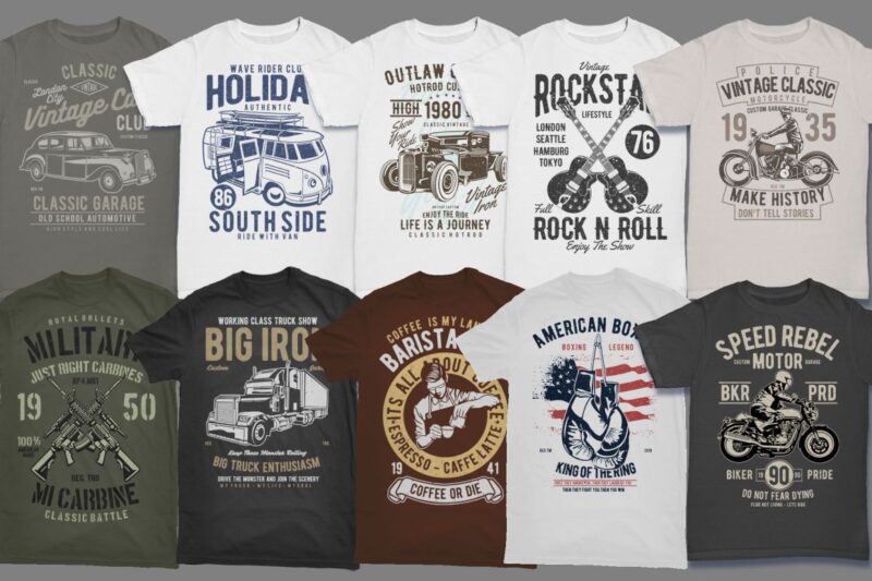 t-shirt vector 50 Vintage Tshirt Designs Bundle #3_1