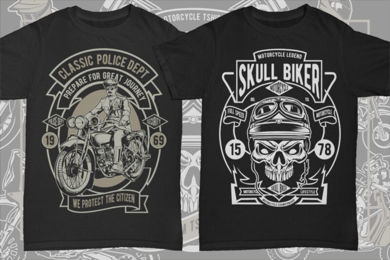 21 Motorcycle Tshirt Designs Bundle