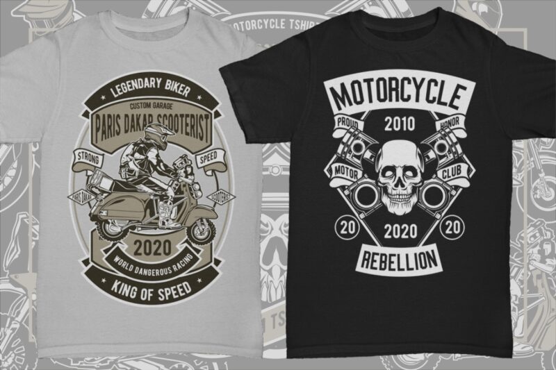 21 Motorcycle Tshirt Designs Bundle