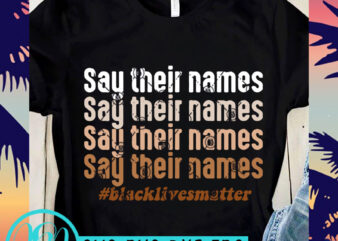Say Their Names Black Lives Matter SVG, Black Lives Matter SVG, George Floyd SVG t-shirt design for commercial use