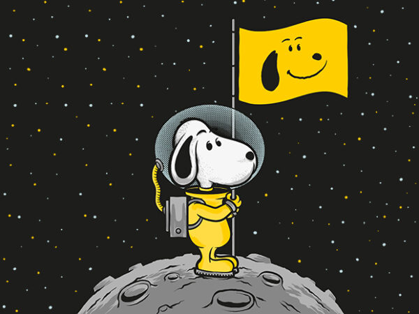 Snoopy moon landing design for t shirt t-shirt design for sale