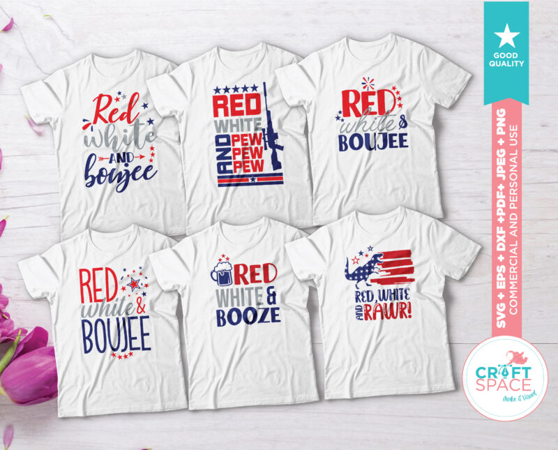 red white pew shirt