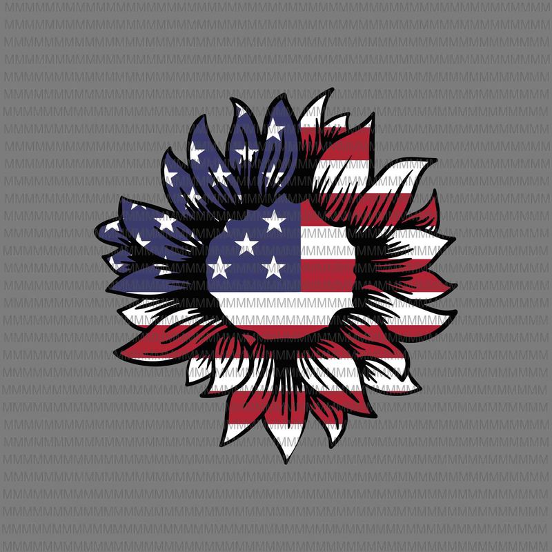 4th of july, american flag sunflower svg, Sunflower flag ...