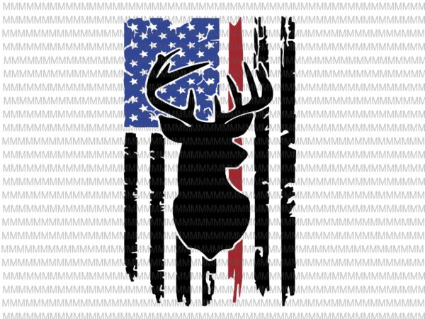 Deer hunt flag svg, 4th of july svg, deer distressed flag svg, deer flag svg, deer svg, deer american flag svg, hunting deer svg t t shirt vector illustration