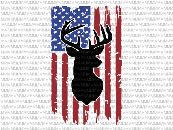 Deer hunt flag svg, 4th of july svg, deer distressed flag svg, deer flag svg, deer svg, deer american flag svg, hunting deer svg print t shirt vector illustration
