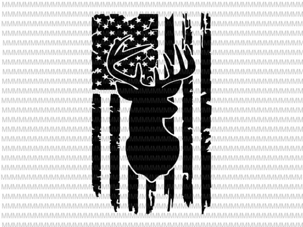 Deer hunt flag svg, 4th of july svg, deer distressed flag svg, deer flag svg, deer svg, deer american flag svg, hunting deer svg t t shirt vector illustration