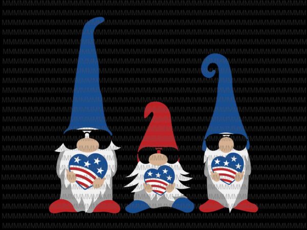 Patriotic gnomes svg, gnomes 4th of july svg, three gnomes svg, 4th of july svg, independence day svg, american flag svg, love usa svg graphic