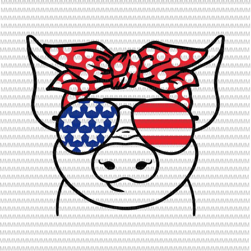 4th of July svg, Pig svg, Independence Day svg, American flag svg, patriotic, 4th of July vector, Pig 4th of July design, funny 4th of