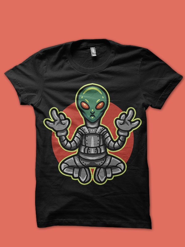yoga alien commercial use t-shirt design