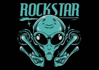 Alien Rockstar graphic t-shirt design