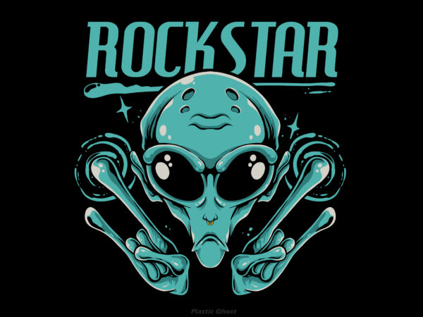 Alien rockstar graphic t-shirt design