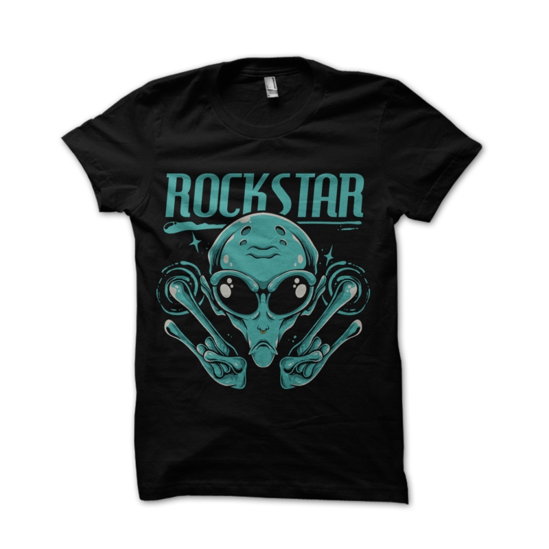 Alien Rockstar graphic t-shirt design