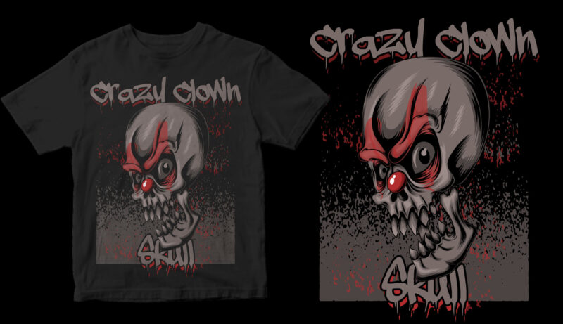 crazy clown skull design for t shirt buy t shirt design