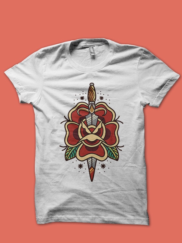 dagger and rose t-shirt design png