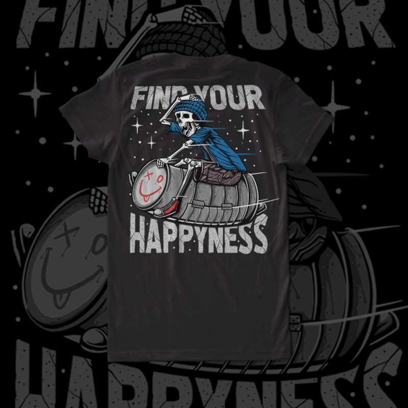 Find Your Happyness Illustration buy t shirt design for commercial use