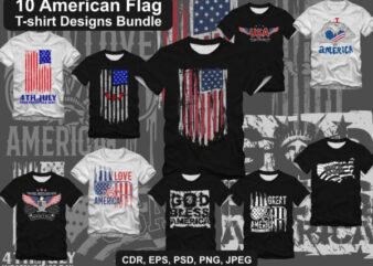 10 American Flag T-shirt Designs Bundle