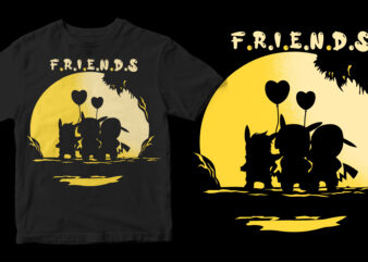 friends pokemon graphic t-shirt design