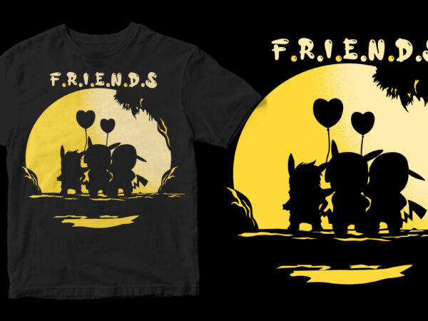 Friends pokemon graphic t-shirt design