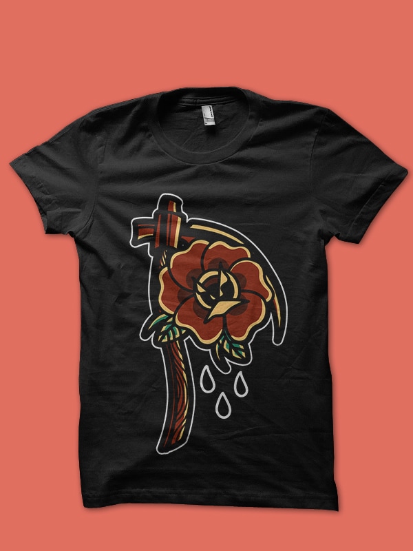 rose grim print ready t shirt design