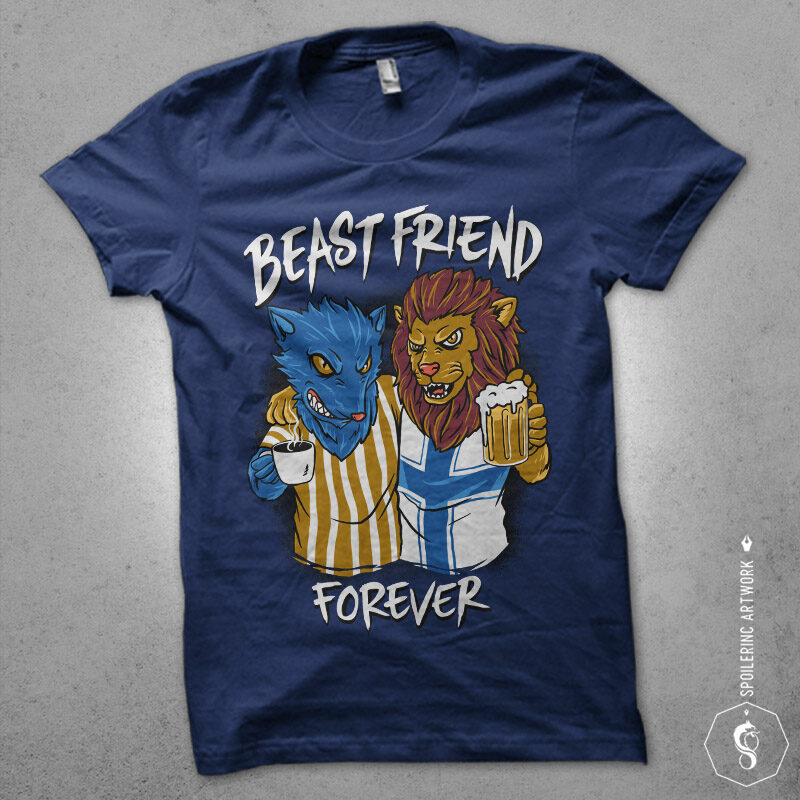 beast friend t-shirt design png