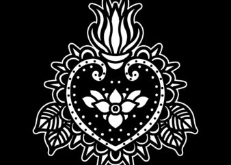 heart oldschool print ready t shirt design