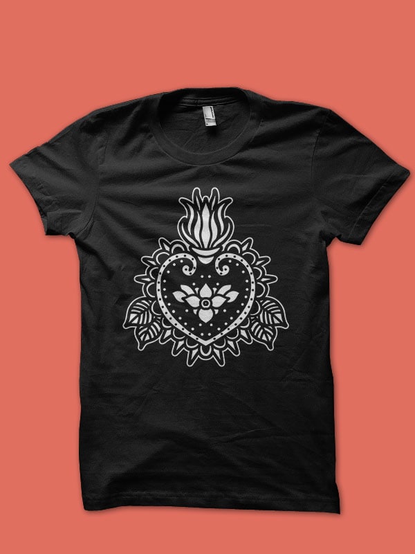 heart oldschool print ready t shirt design