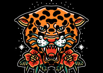 oldschool leopard t shirt design for download