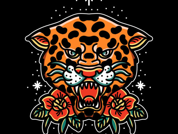 Oldschool leopard t shirt design for download