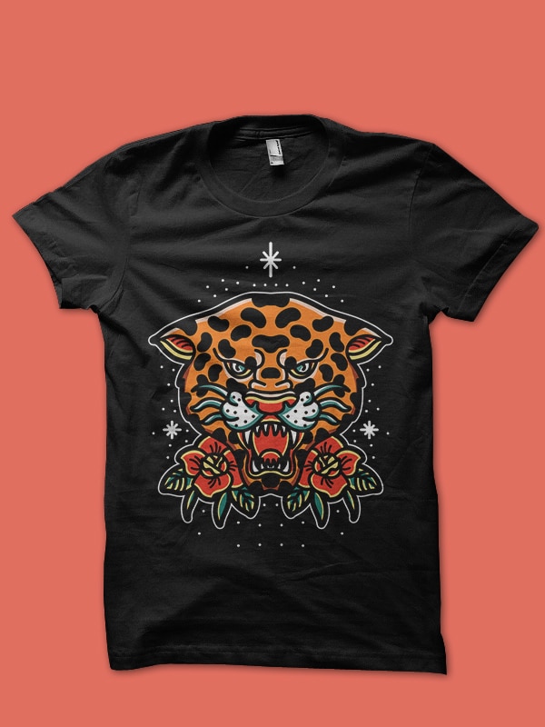 oldschool leopard t shirt design for download