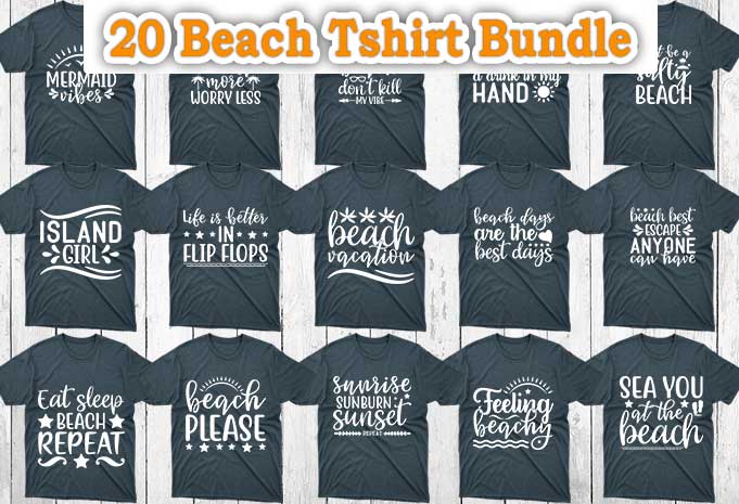 20 Beach T shirt Designs Bundle, Beach Designs, Beach Bundle, Beach svg designs, Beach svg bundle, Beach craft designs, Beach craft bundle, Beach cutfiles, Beach cricut