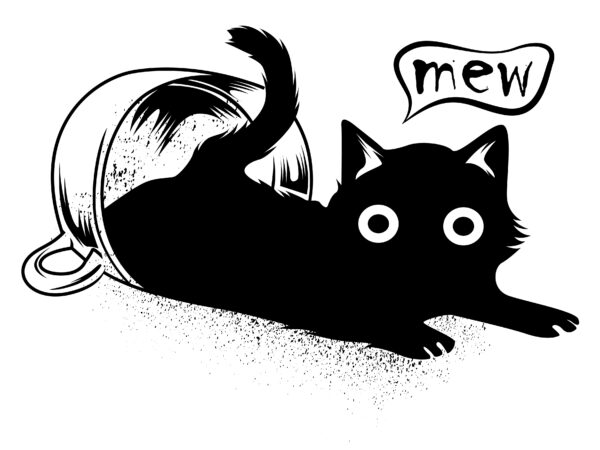 “mew” cute cat black commercial use t-shirt design