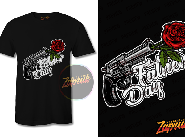 Father day gun and roses t shirt design to buy