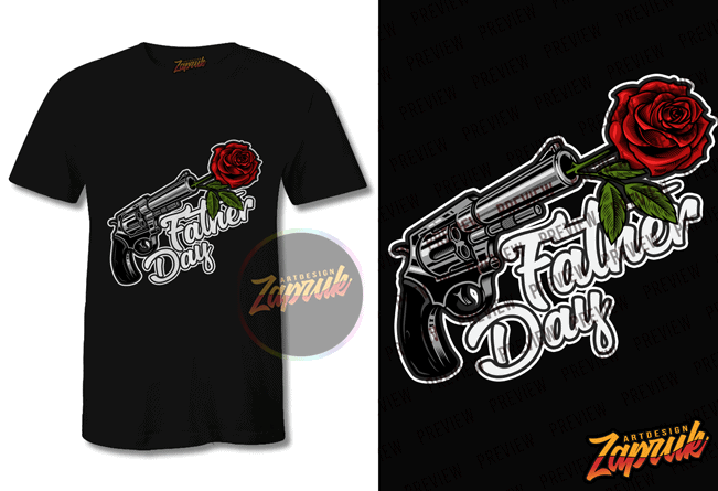 Father day Gun and Roses t shirt design to buy