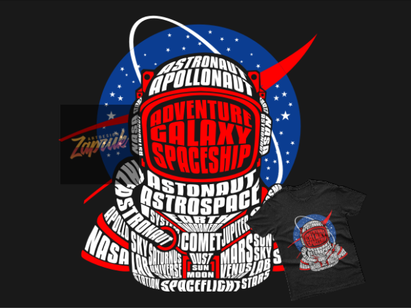 Astronaut x nasa vector tshirt design ready for print eps,svg, cdr, png