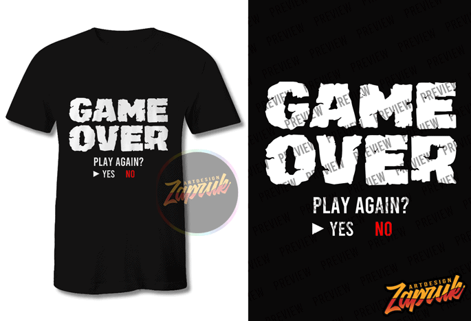 Gamer Game over buy t shirt design