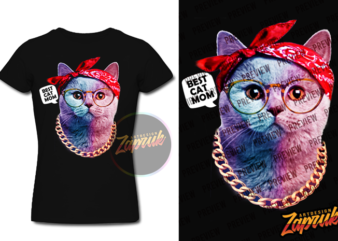 Best cat mom rainbow cat png graphic t-shirt design