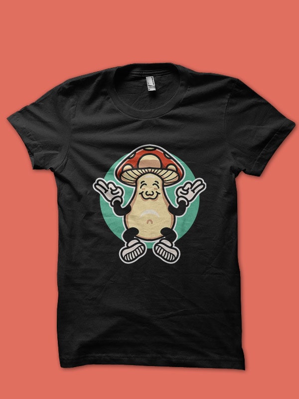 yoga mushroom graphic t-shirt design