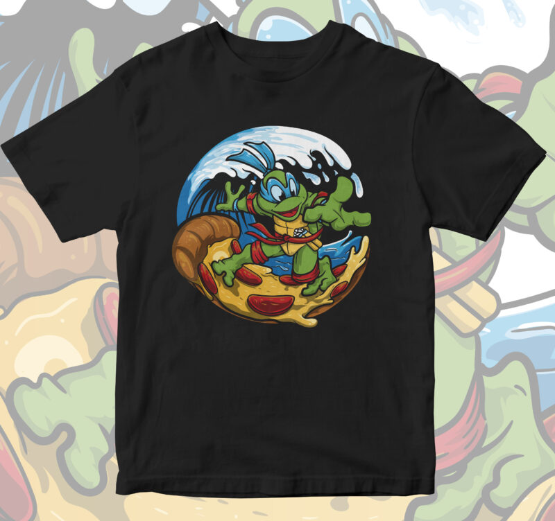 Pizza surf the ninja turtles t shirt design for sale