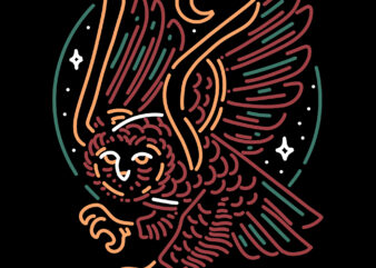 owl line art t-shirt design for commercial use