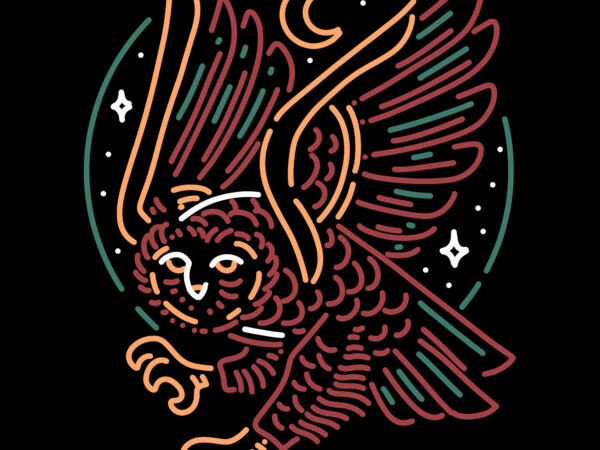 Owl line art t-shirt design for commercial use
