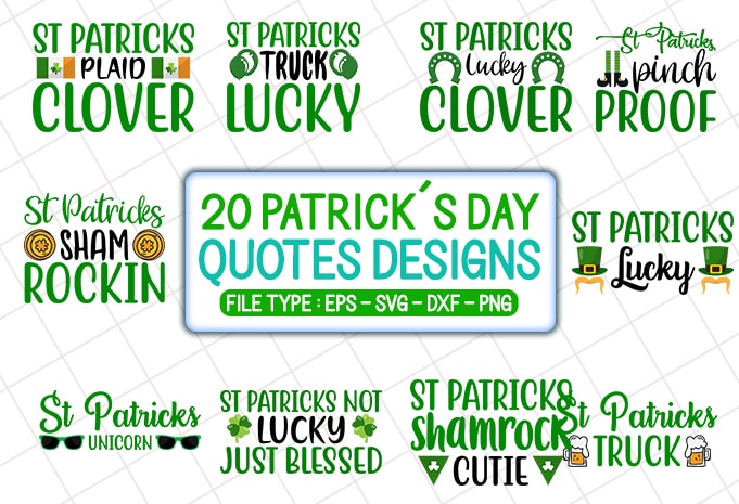 20 patrick’s day t shirt designs bundle, patrick's day svg bundle, patrick’s day craft bundle, patrick’s day cutfiles