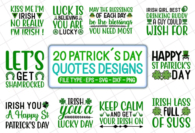 20 patrick’s day t shirt designs bundle, patrick’s day svg bundle, patrick’s day craft bundle, patrick’s day cutfiles