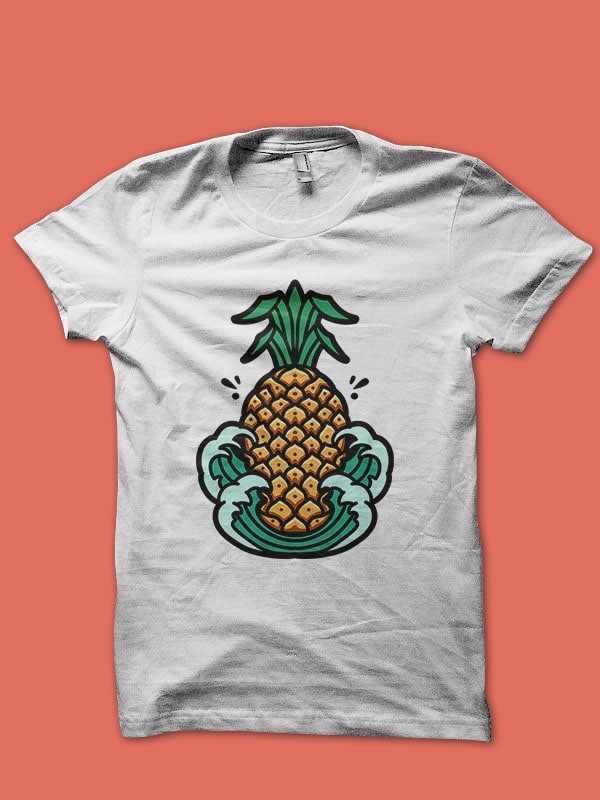 pineapple wave graphic t-shirt design