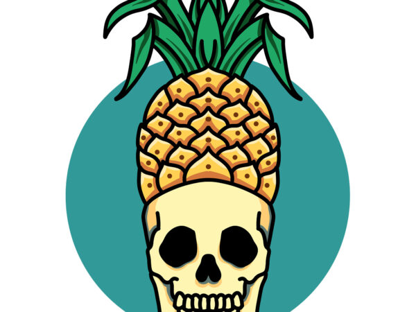 Pineapple skull tshirt design