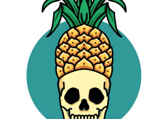 pineapple skull t-shirt design vector