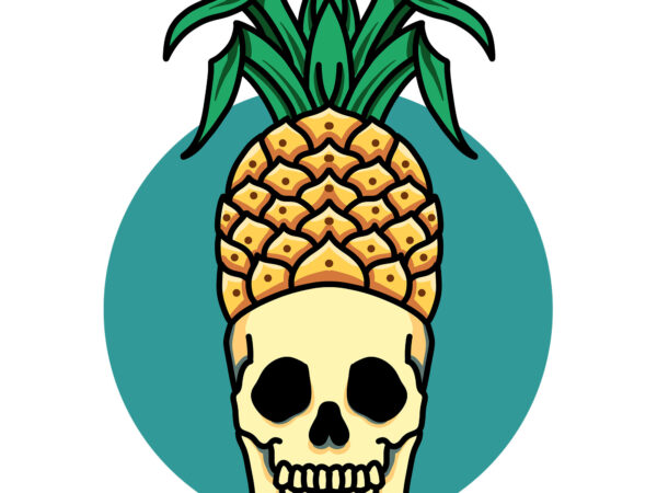 Pineapple skull t-shirt design vector