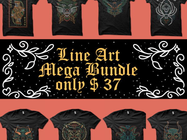 Line art mega bundle t shirt vector graphic